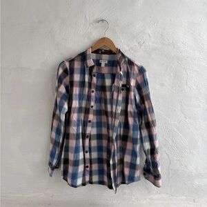 Boys Cat & Jack pink and blue plaid long-sleeve button-up shirt XL